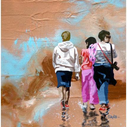 Peinture photographe en famille par Sand | Tableau Figuratif Acrylique Marine, Scènes de vie