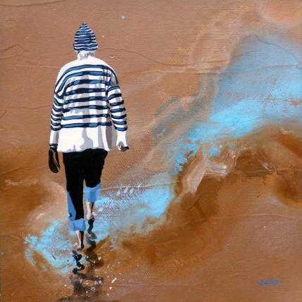 Peinture l'hiver en marinière par Sand | Tableau Figuratif Acrylique Marine, Scènes de vie