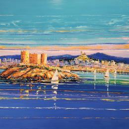 Painting La Rade de Marseille by Corbière Liisa | Painting Figurative Oil Landscapes, Nature