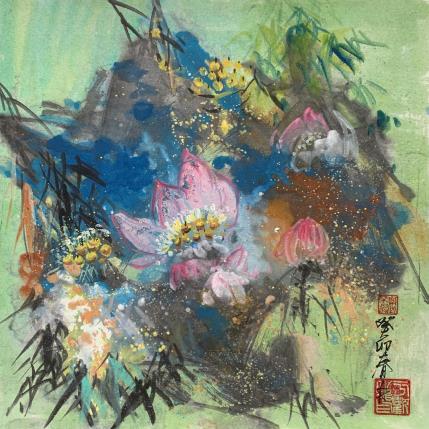 Peinture Lotus pond  par Yu Huan Huan | Tableau Figuratif Encre Nature