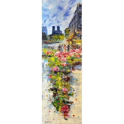 Gemälde Des fleurs pour Notre-Dame von Frédéric Thiery | Gemälde Figurativ Acryl Alltagsszenen, Urban