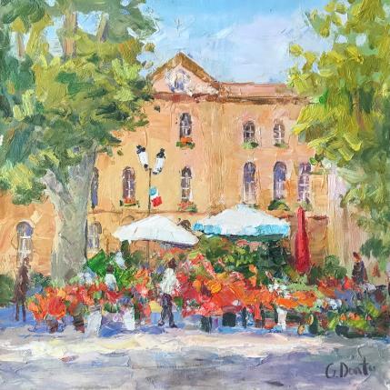 Peinture Le marché aux fleurs. par Dontu Grigore | Tableau Figuratif Huile Urbain