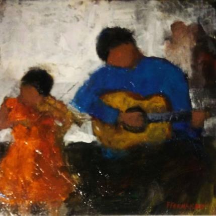 Peinture Emotion-1 par Fernando | Tableau Figuratif Huile Enfant, Musique, Scènes de vie