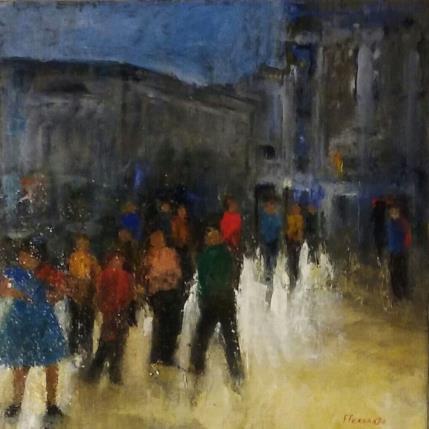 Peinture La violoniste par Fernando | Tableau Figuratif Huile Musique, Urbain