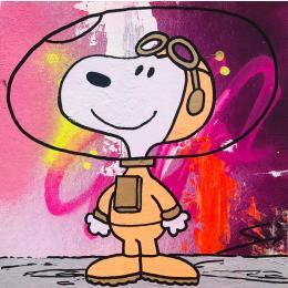 Painting SNOOPY ON THE MOON by Mestres Sergi | Painting Pop-art Acrylic, Graffiti Pop icons