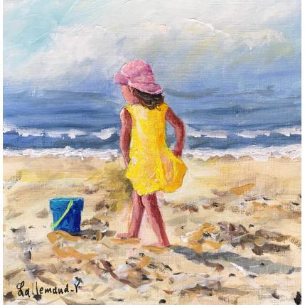 Gemälde Petite fille sur la plage von Lallemand Yves | Gemälde Figurativ Acryl Marine, Pop-Ikonen