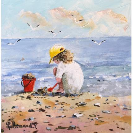 Gemälde Petite fille jouant sur le sable 2 von Lallemand Yves | Gemälde Figurativ Acryl Kinder, Marine, Pop-Ikonen