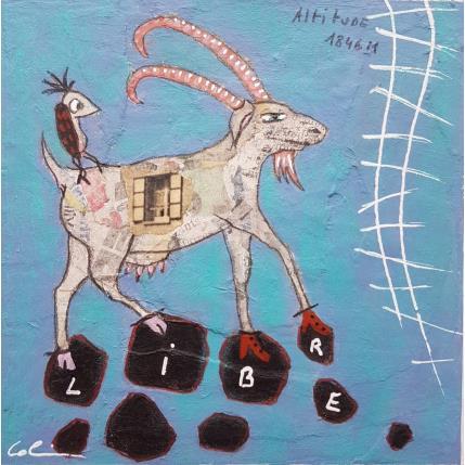 Peinture Haute altitude  par Colin Sylvie | Tableau Art Singulier Acrylique, Collage, Pastel Animaux