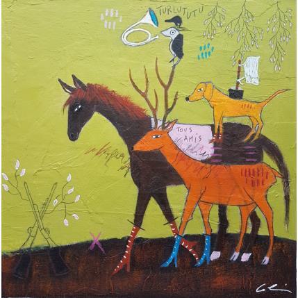 Peinture Turlututu par Colin Sylvie | Tableau Art Singulier Acrylique, Collage, Pastel Animaux