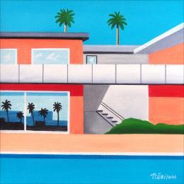 Pintura House with swimming pool por Trevisan Carlo | Pintura Surrealism Oil Architecture, Pop icons, Society, Urban