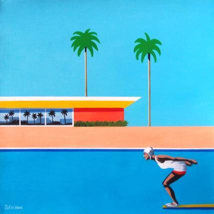 Peinture California pool par Trevisan Carlo | Tableau Surréalisme Huile Architecture, Marine, Sport