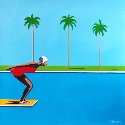 Peinture Three palms and red suit par Trevisan Carlo | Tableau Surréalisme Huile Architecture, Marine, Sport