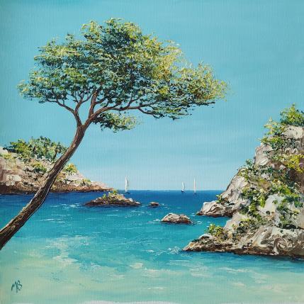 Peinture Méditation dans les calanques par Blandin Magali | Tableau Figuratif Huile Paysages
