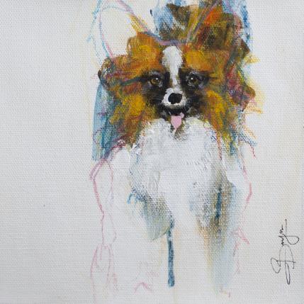 Peinture epagneul papillon par Bergues Laurent | Tableau Figuratif Acrylique, Aquarelle Animaux