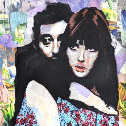 Peinture Serge Gainsbourg et Jane Birkin par G.C.Popartist | Tableau Pop-art Acrylique, Collage, Encre, Graffiti, Papier, Posca Icones Pop, Musique, Portraits