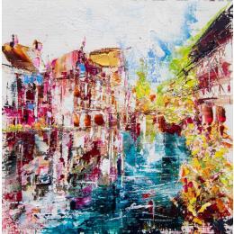Painting Strasbourg Petite France by Reymond Pierre | Painting Figurative Oil Landscapes, Urban