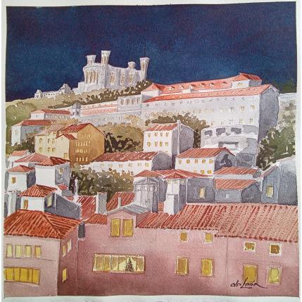 Peinture Lumières de Lyon  par De León Lévi Marcelo | Tableau Figuratif Aquarelle Urbain