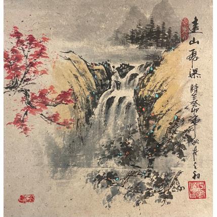 Peinture Waterfall  par Yu Huan Huan | Tableau Figuratif Encre Paysages