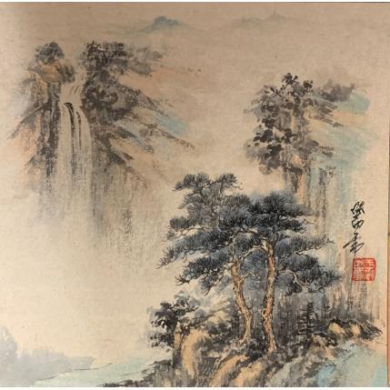 Painting Waterfall 2 by Yu Huan Huan | Painting Figurative Ink Landscapes