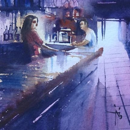 Peinture Un dernier verre... par Abbatucci Violaine | Tableau Figuratif Aquarelle