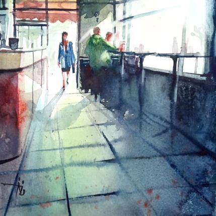 Peinture Elle arrive... ! par Abbatucci Violaine | Tableau Figuratif Aquarelle