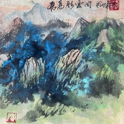 Peinture Flying birds ,colorful clouds  par Yu Huan Huan | Tableau Figuratif Encre Paysages