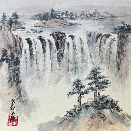 Peinture Waterfall  par Yu Huan Huan | Tableau Figuratif Aquarelle, Encre Nature, Paysages