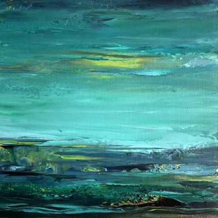 Peinture Green Horizon (ii) par Talts Jaanika | Tableau Abstrait Acrylique Marine, Nature, Paysages