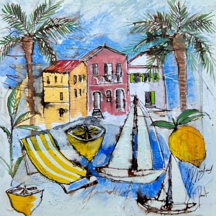 Peinture Chaise longue par Colombo Cécile | Tableau Figuratif Acrylique, Aquarelle, bois, Collage, Encre, Pastel Paysages, scènes de vie