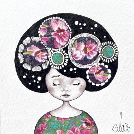 Peinture Zya par Blais Delphine | Tableau Art naïf Acrylique, Collage, Encre Portraits