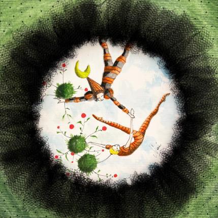 Peinture Volteggi acrobatici par Nai | Tableau Surréalisme Acrylique, Collage Cinéma, Natures mortes, scènes de vie