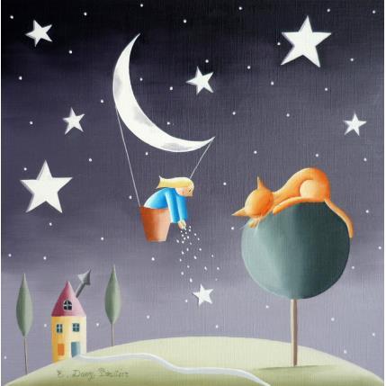 Peinture Fée des Etoiles par Davy Bouttier Elisabeth | Tableau Art naïf Huile Nature, Scènes de vie