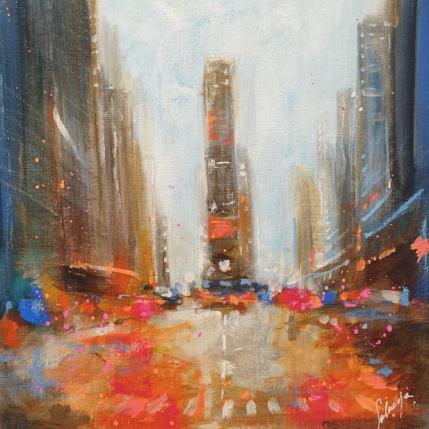 Peinture Times square red par Solveiga | Tableau Impressionnisme Acrylique Urbain