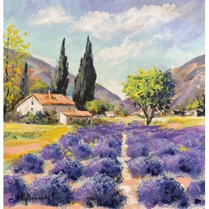 Peinture Paysage Lavande par Lallemand Yves | Tableau Figuratif Acrylique Urbain