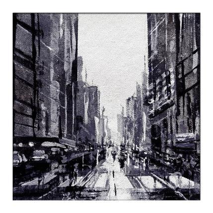 Peinture NY black and white par Poumès Jérôme | Tableau Figuratif Acrylique Urbain