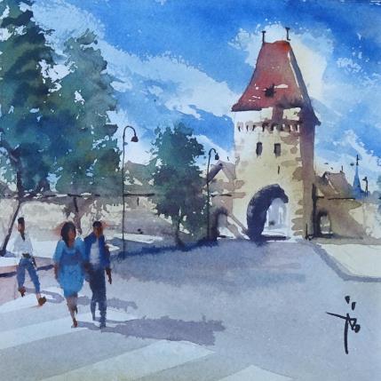 Peinture En passant par l'Alsace par Abbatucci Violaine | Tableau Figuratif Aquarelle
