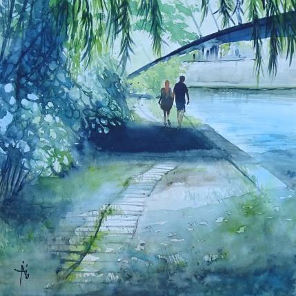 Pintura La fraîcheur de l'Ill por Abbatucci Violaine | Pintura Figurative Watercolor