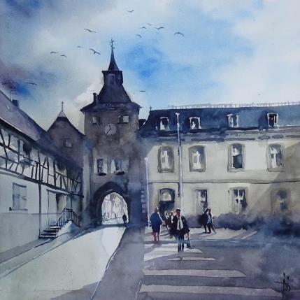 Peinture En passant par la mairie  par Abbatucci Violaine | Tableau Figuratif Aquarelle