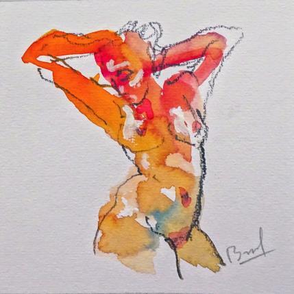 Peinture Claire rouge par Brunel Sébastien | Tableau Figuratif Aquarelle Nu