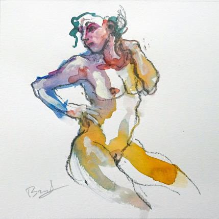 Peinture Aurora se retournant par Brunel Sébastien | Tableau Figuratif Aquarelle Nu