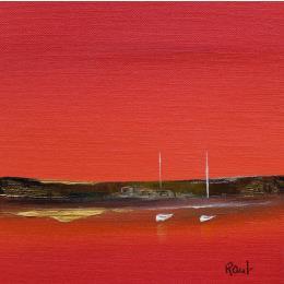 Painting Désir d'ailleurs 55 by Roussel Marie-Ange et Fanny | Painting Figurative Oil Marine, Minimalist