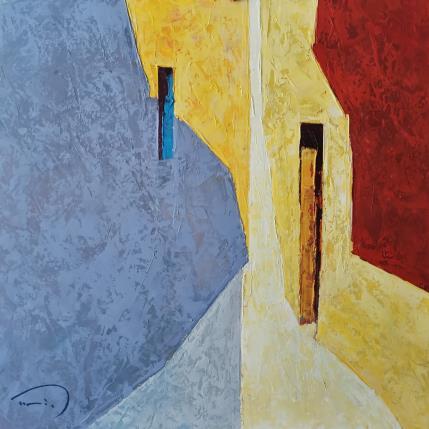 Peinture La lumière jaune  par Tomàs | Tableau Abstrait Huile Scènes de vie, Urbain