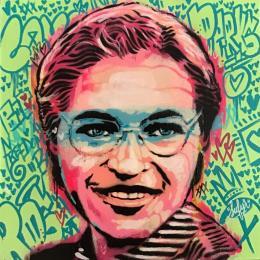 Gemälde Rosa Parks  von Sufyr | Gemälde Street art Graffiti, Posca Pop-Ikonen