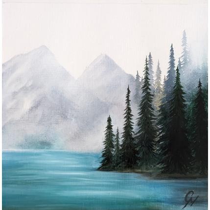 Peinture Lac turquoise  par Pressac Clémence | Tableau Figuratif Huile Nature, Paysages