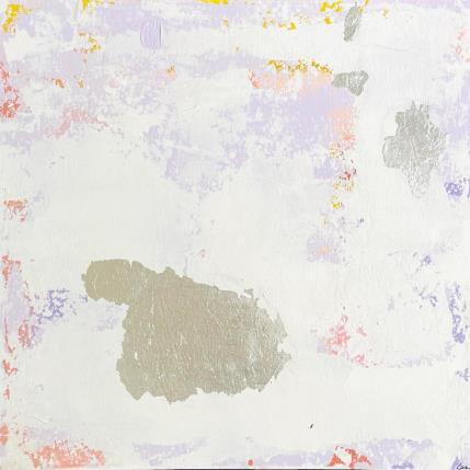 Peinture Le rocher par Luz Alexandra | Tableau Abstrait Acrylique, Feuille d'argent Minimaliste