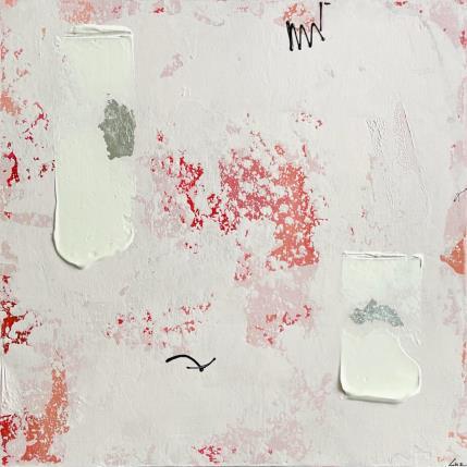 Peinture Baisers volés par Luz Alexandra | Tableau Abstrait Acrylique, Feuille d'argent Minimaliste