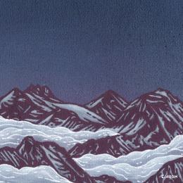 Painting Nuit au Tyrol by Huon Coralie | Painting Figurative Acrylic Landscapes, Nature