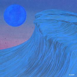 Painting Collision Imminente by Huon Coralie | Painting Figurative Acrylic Landscapes, Marine, Nature, Pop icons