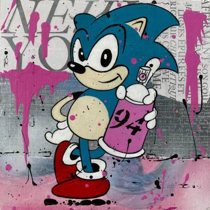 Peinture Sonic artiste par Marie G.  | Tableau Pop-art Acrylique, Bois, Collage Icones Pop