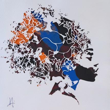 Peinture Reine de Sabah par Louafi Valentine | Tableau Figuratif Papier Minimaliste, Portraits